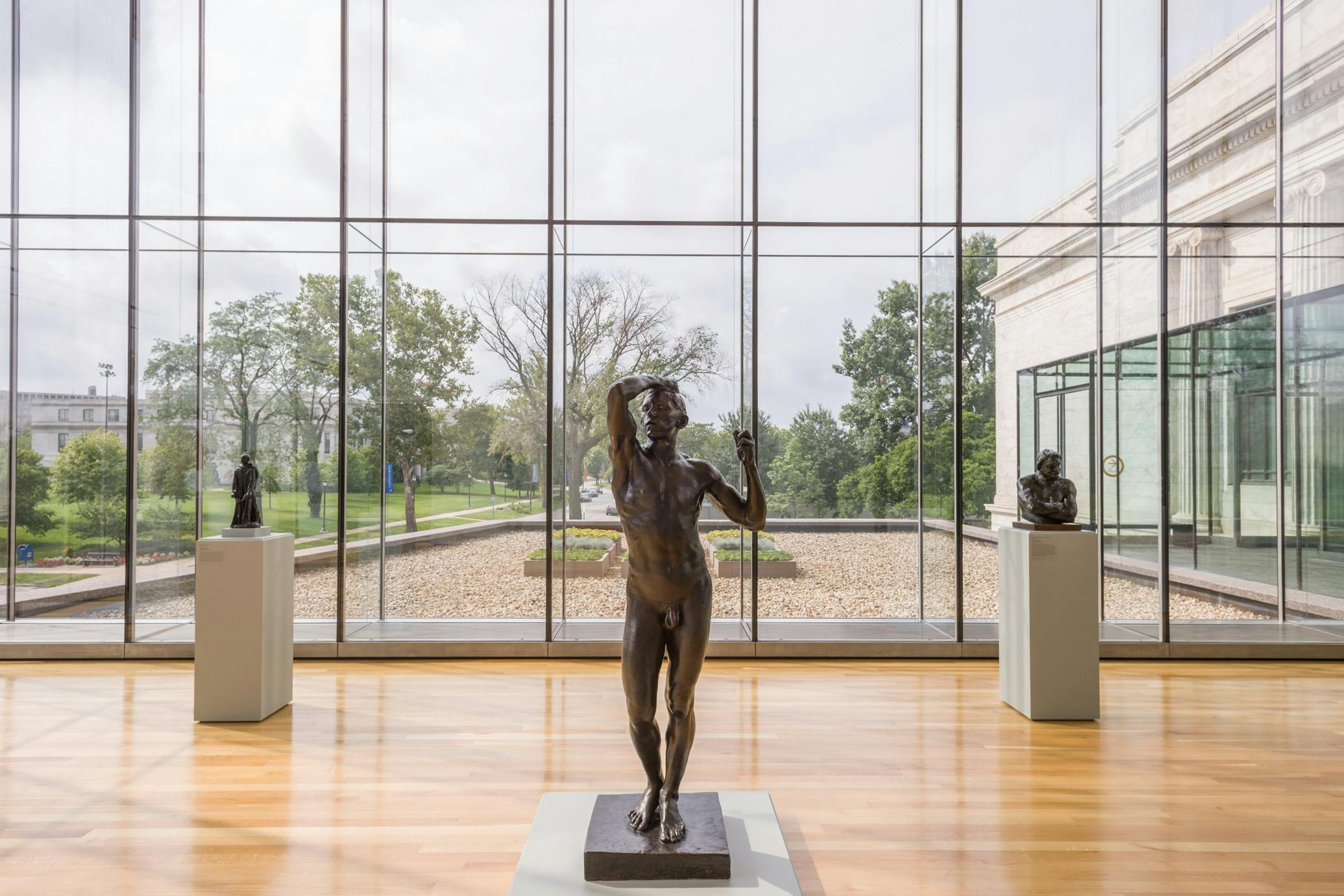 Rodin sculpture in the glass box gallery